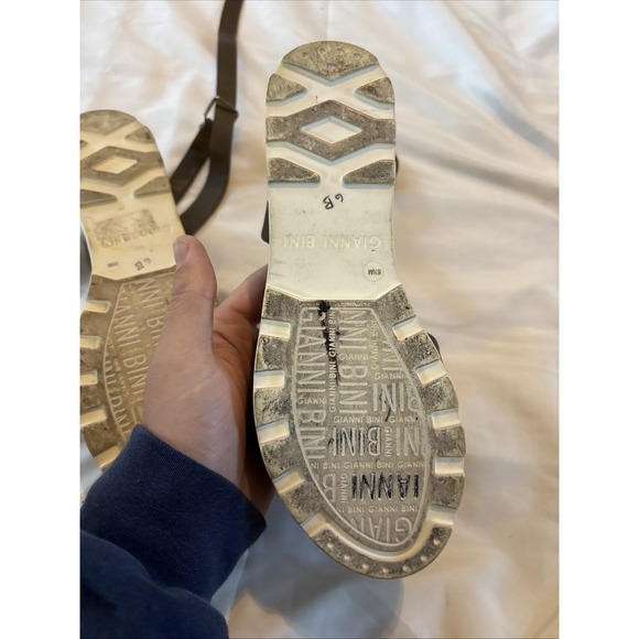 GIANNI BINI Dartann‎ OLIVE BROWN Leather ANKLE STRAP Platform Wedge SANDALS 6.5 - Picture 12 of 12